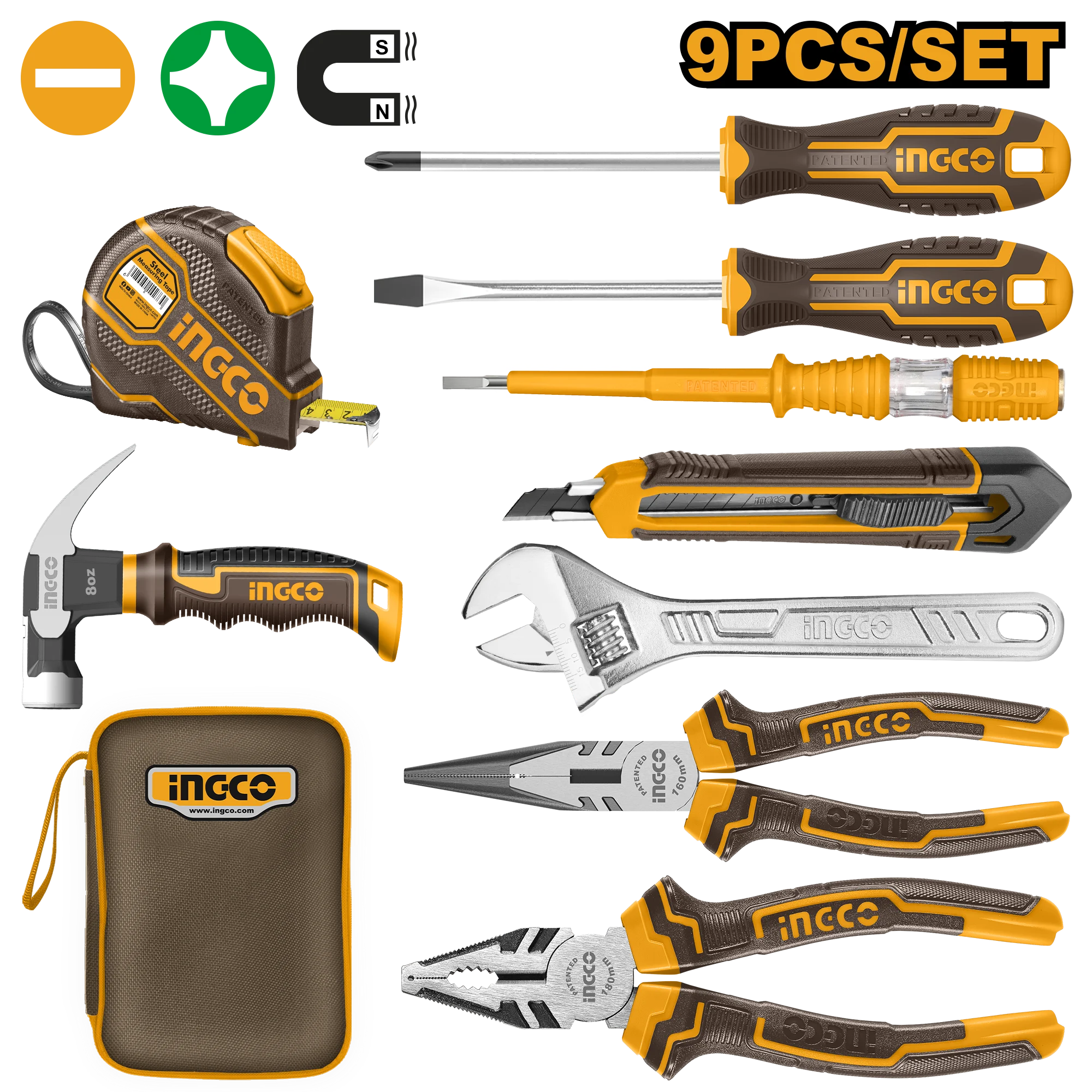 Set instrumente manuale 9 buc INGCO HKTH20809 Set instrumente manuale 9 buc INGCO HKTH20809