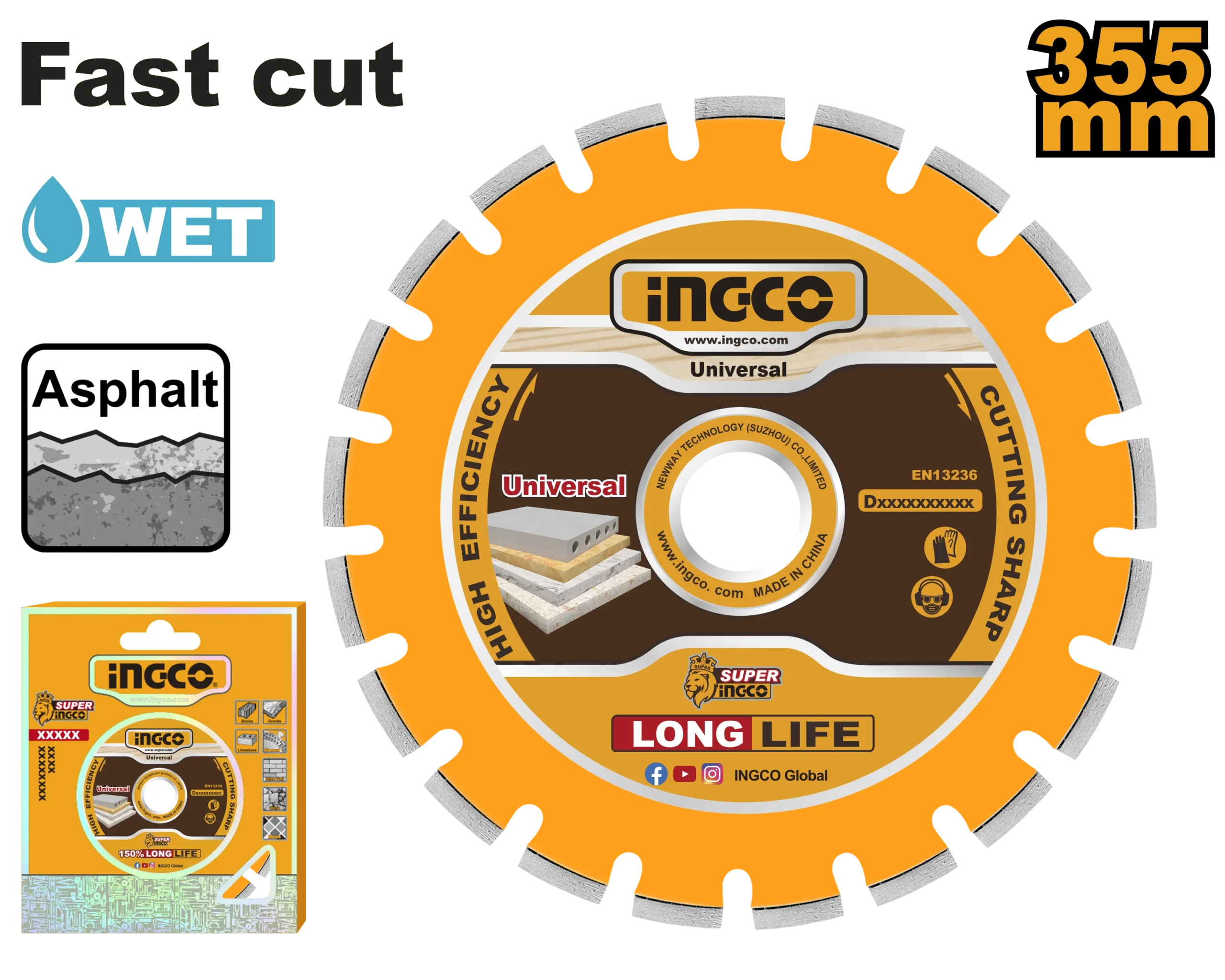 Disc diamant 355mm INGCO DMD033551 Disc diamant 355mm INGCO DMD033551