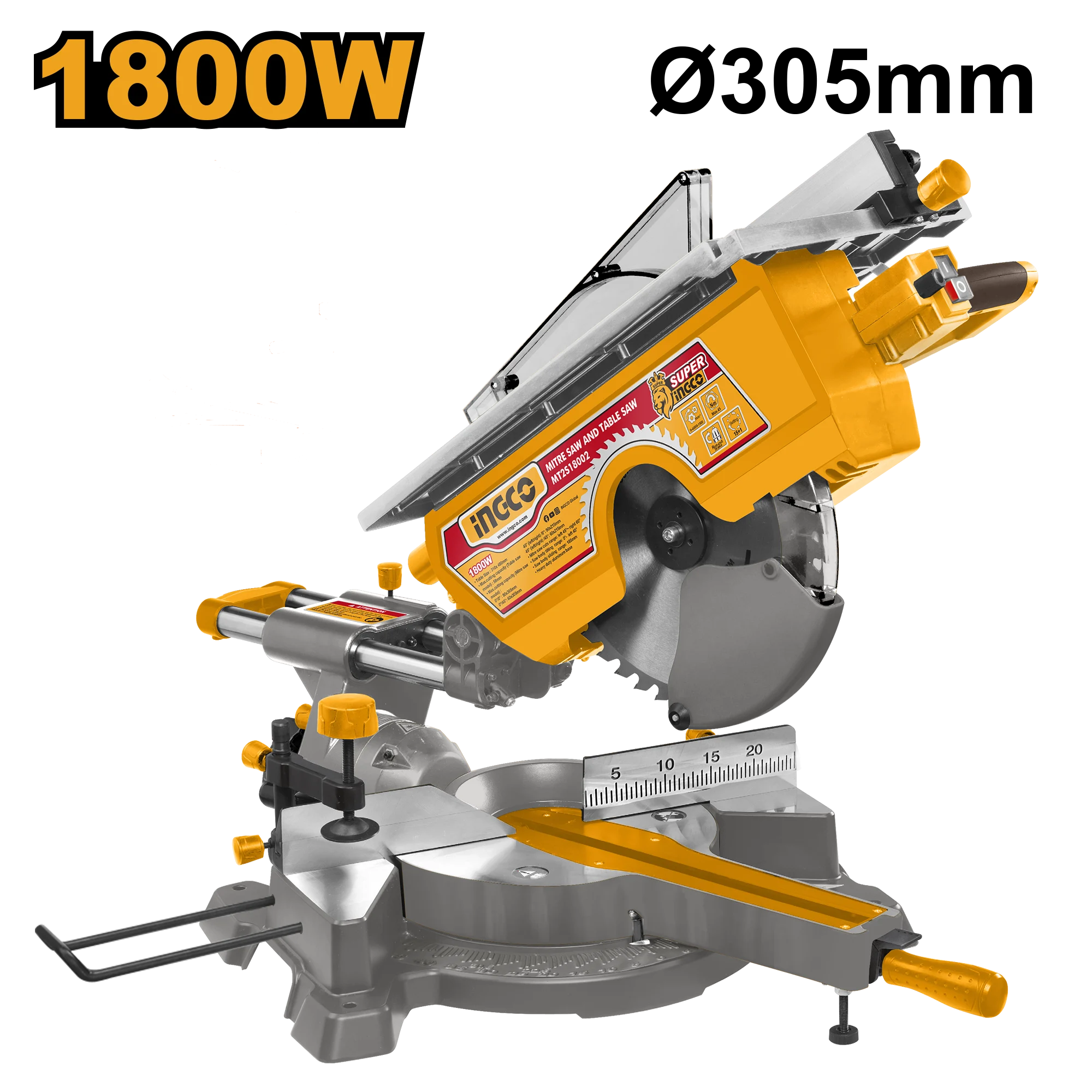 Торцовочная и настольная пила INDUSTRIAL INGCO 1800W 305*30mm MT2S18002 Mașină de debitat lemn cu tabla INDUSTRIAL INGCO 1800W 305*30mm MT2S18002