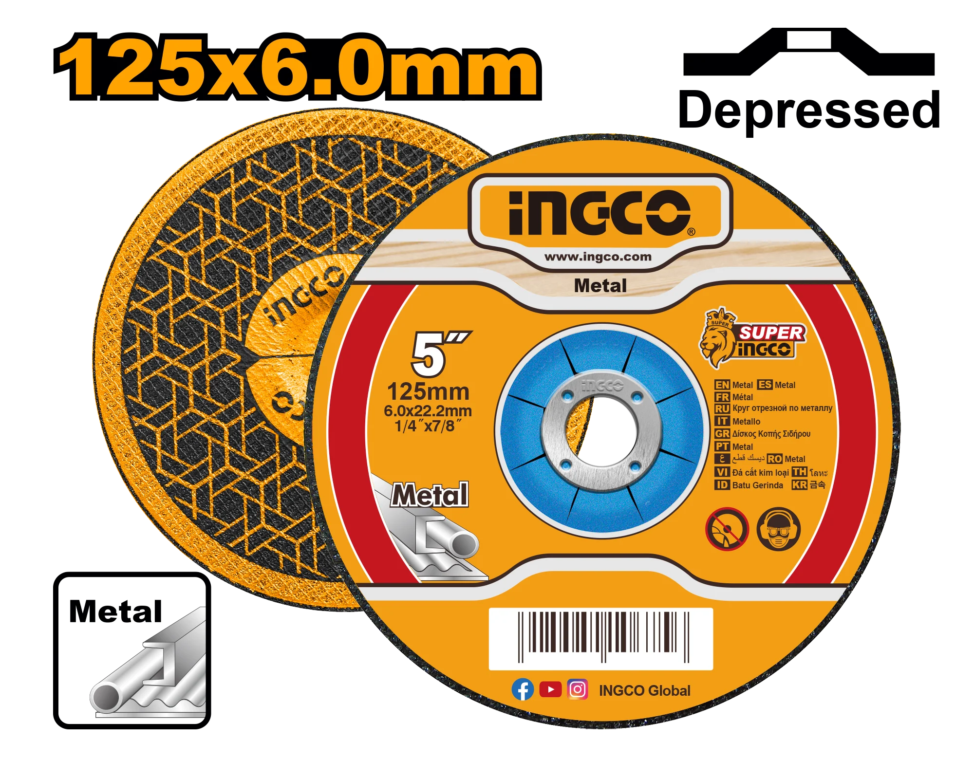 Disc pentru slefuit metal 125*6*22.2mm INGCO MGD601251 Disc pentru slefuit metal 125*6*22.2mm INGCO MGD601251