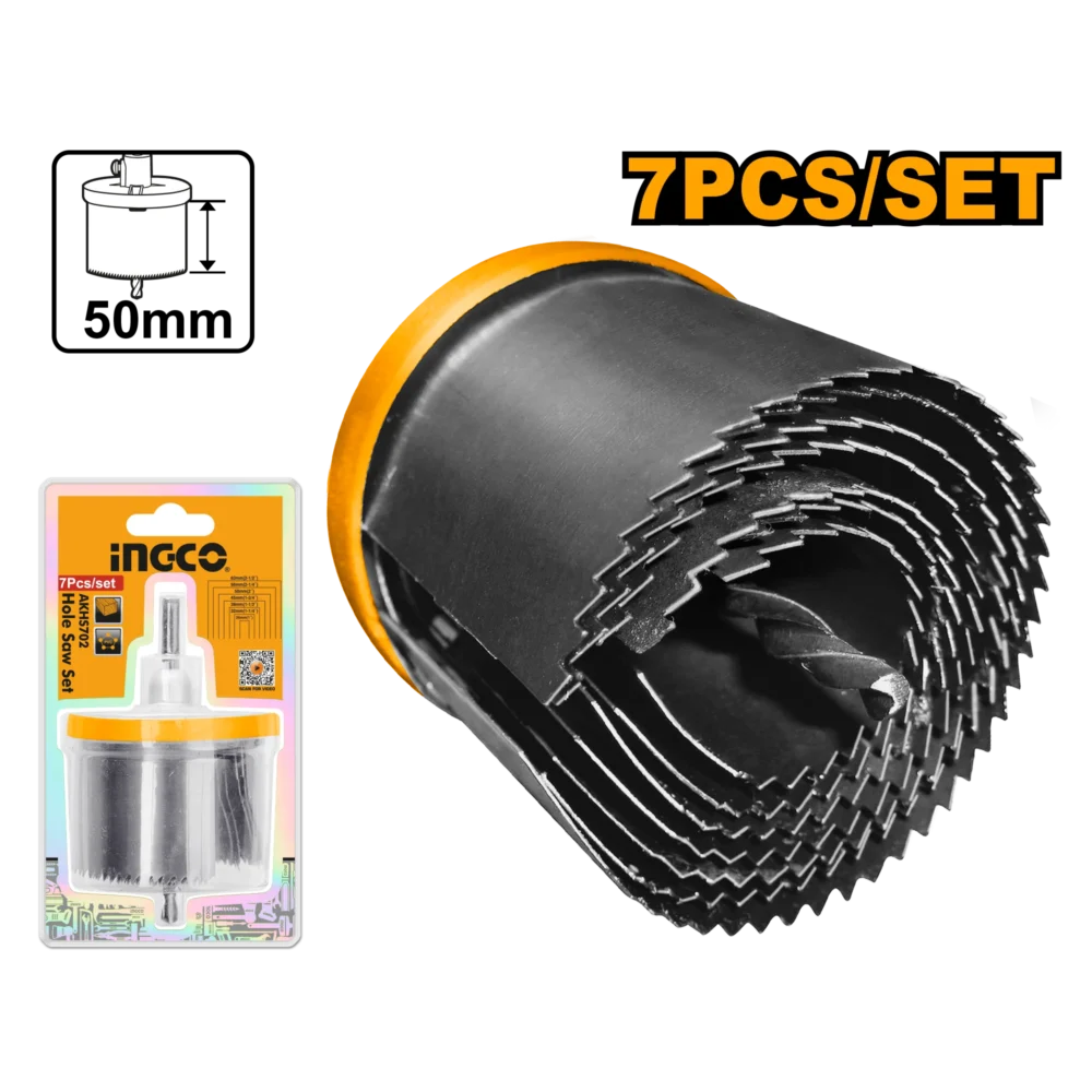 Set de 7 carote inelare pentru lemne 26-63mm INGCO AKHS702