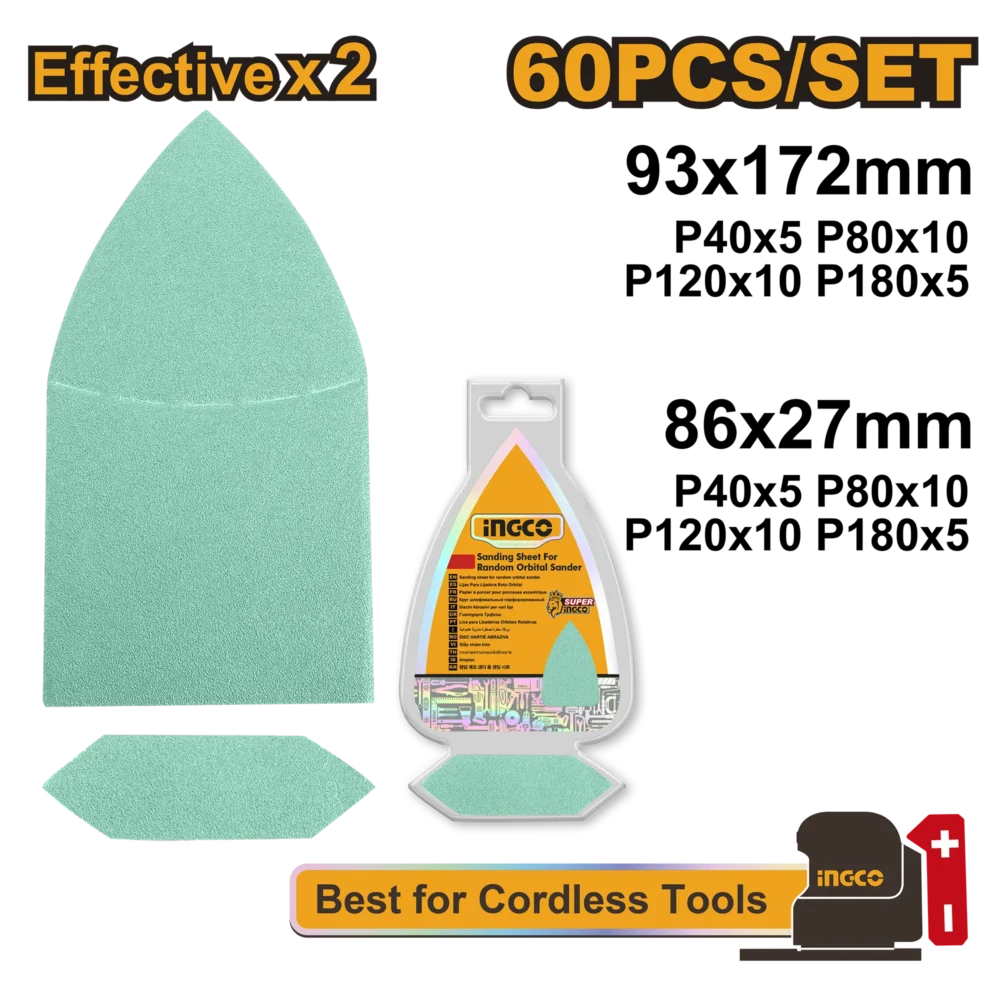 Complect de hîrtie abrazivă  60buc INGCO AKTS938660