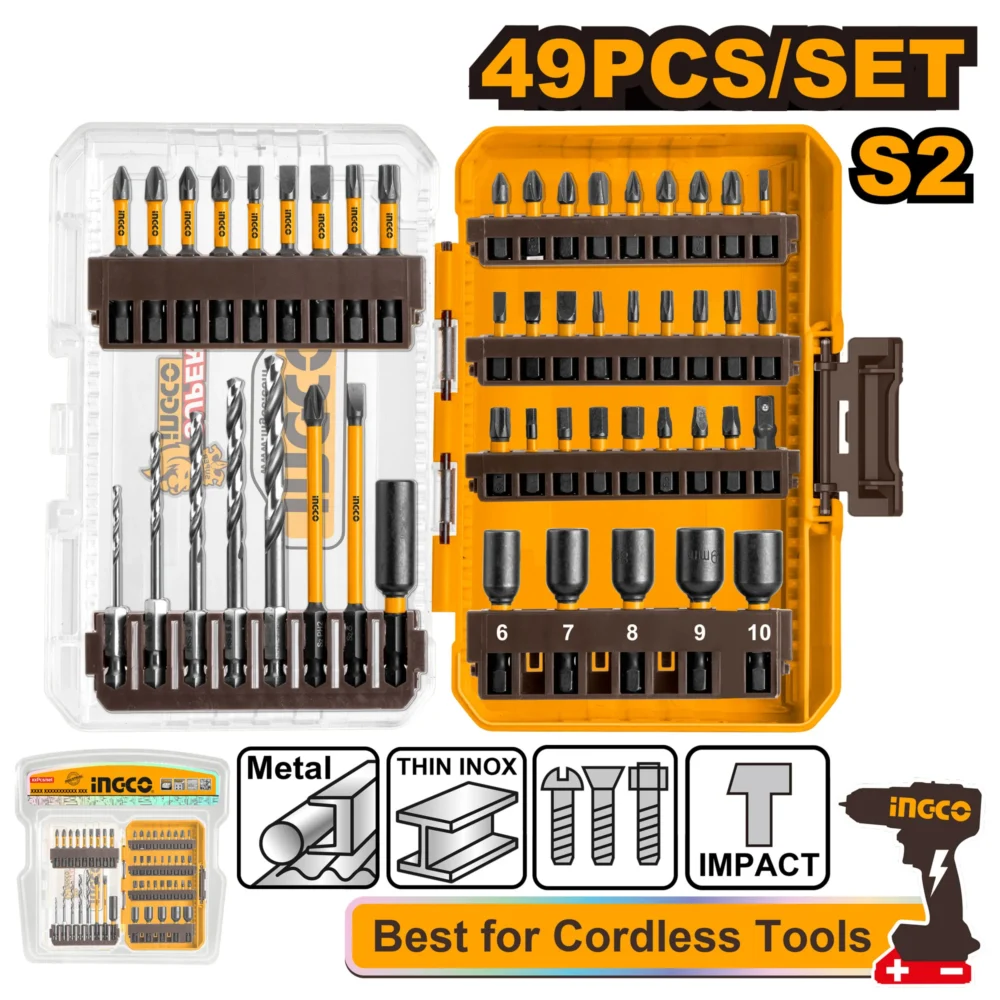 Set biti+burghii impact  49buc INGCO AKDL24906