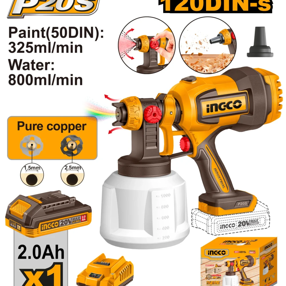 Pistol de pulverizare cu acumulator 1*2,0Ah INGCO CSGLI20042