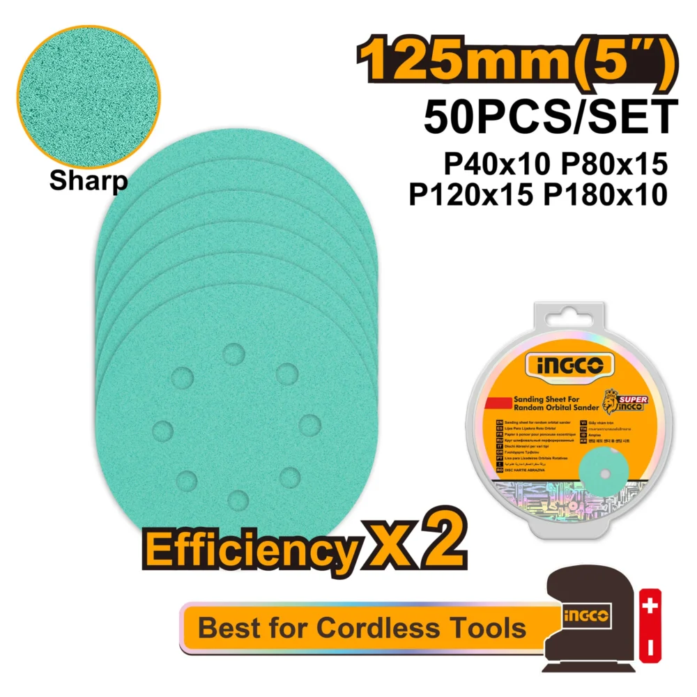 Complect de hîrtie abrazivă INGCO AKRS125050