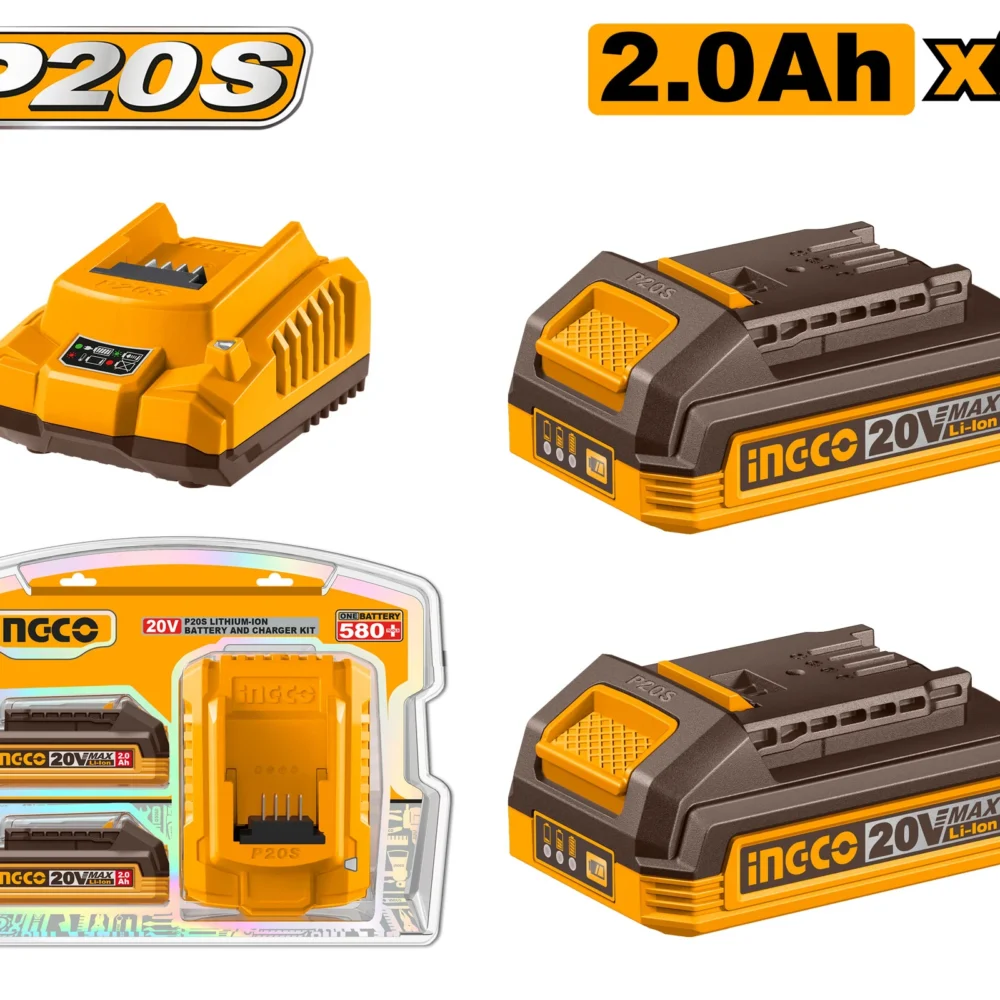 Set Incarcator + Acumulator 20V/2*2Ah INDUSTRIAL INGCO FBCPK2212