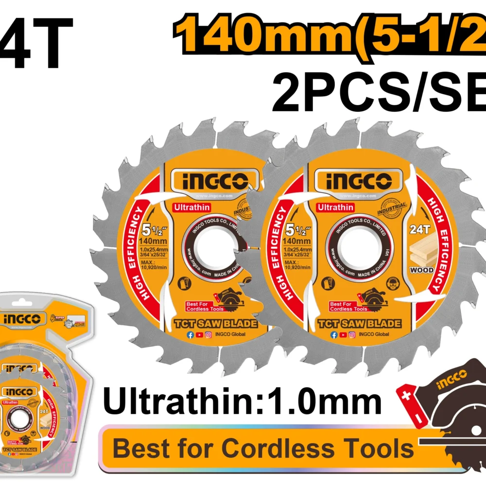 Set disc pentru lemn 140mm 24T 2buc. INGCO TSB1403