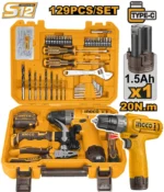 Set 129 buc instrumente cu CDLI12456 cu acumulator 12V/1*1.5Ah INGCO HKTHP11291