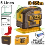 Nivela laser multi-linie 0-30m  Verde INDUSTRIAL INGCO HLL306502