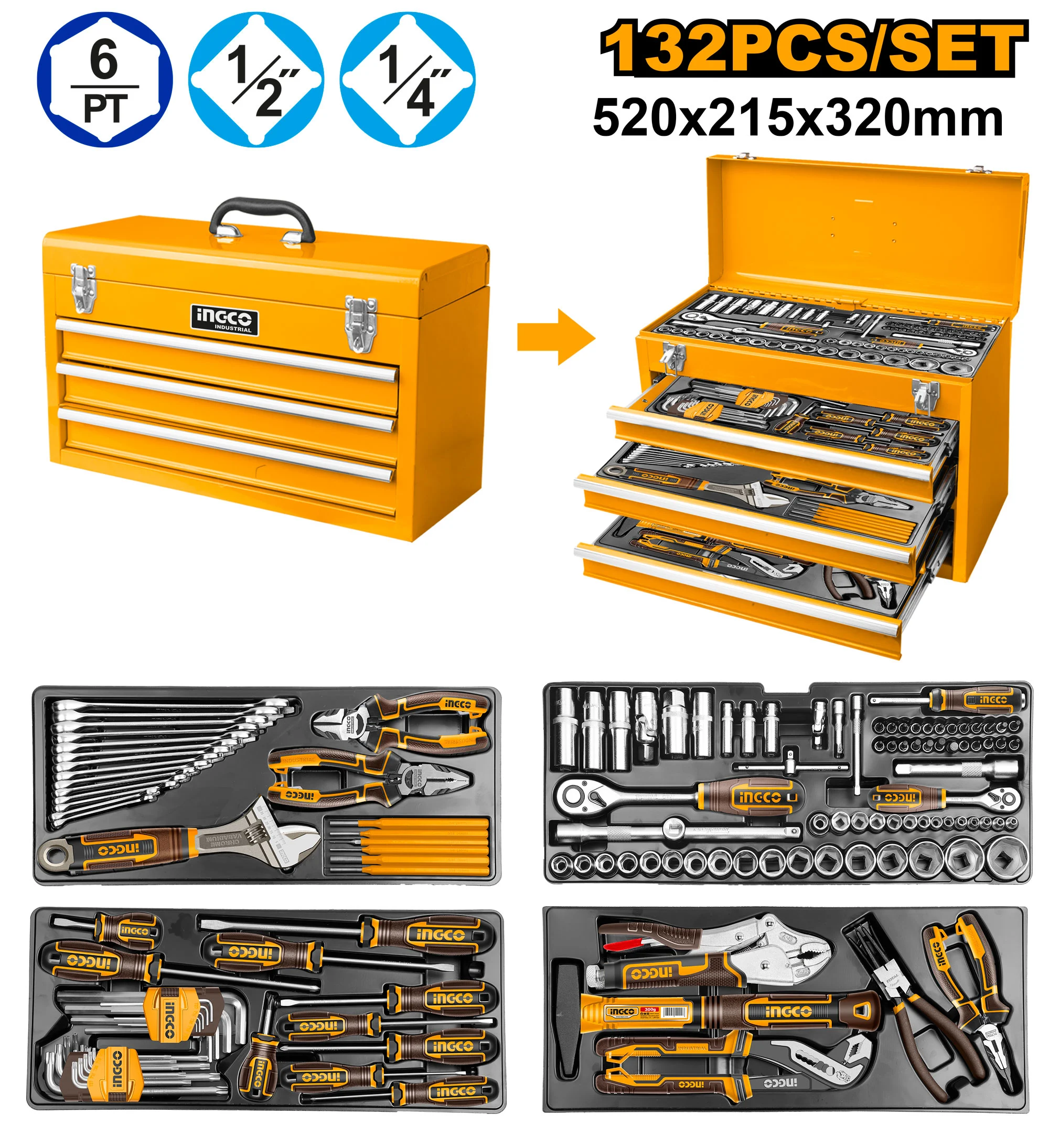 Set instrumente 132 buc. INGCO HTCS221321 Set instrumente 132 buc. INGCO HTCS221321