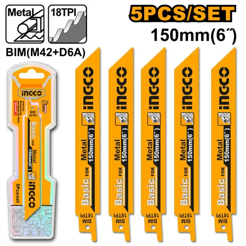 Set lame  p/u  ferestrau alternativ 5buc 150mm INGCO RSB922EF
