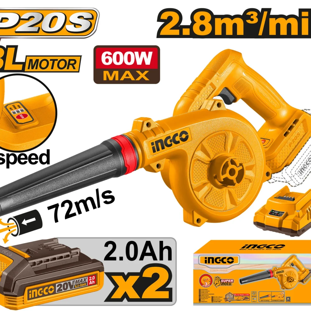 Suflanta frunze cu acumulator 20V/2*2.0Ah INGCO CABLI20682