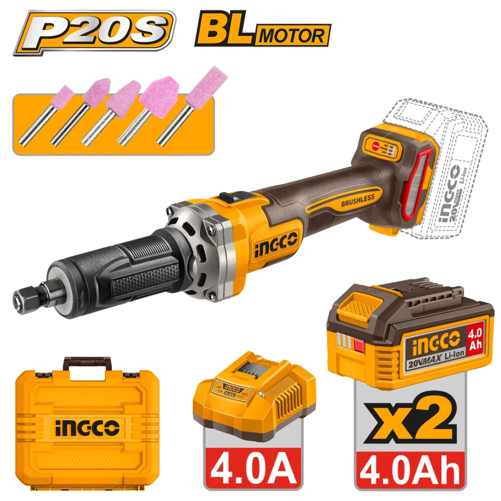 Polizor drept cu acumulator 20V/2*4.0Ah INGCO CDGLI20012
