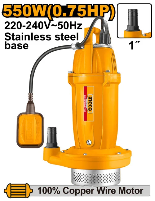Pompă submersibilă din inox pentru apă curată, 550W INGCO SPC55068