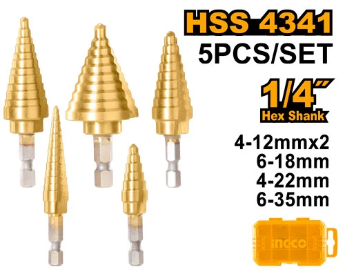 Набор сверло по металлу ступенчатое INGCO AKSDS2051 Set burghiu metal in trepte INGCO AKSDS2051