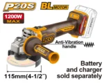 Polizor unghiular 115mm compatibilă cu acumulator 1200W  INDUSTRIAL INGCO CAGLI212025
