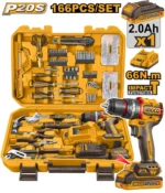 Set 166 buc instrumente cu CIDLI206681 cu acumulator 20V/1*2.0Ah INGCO HKTHP41662