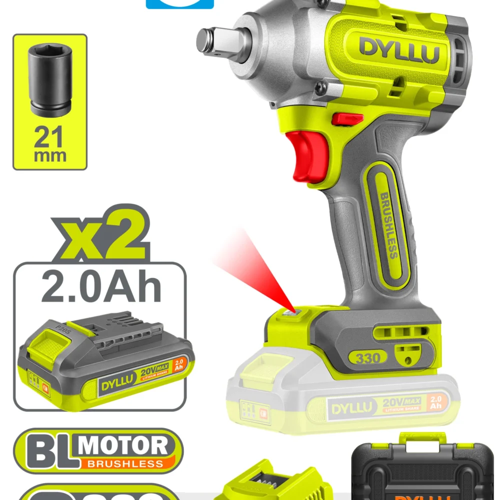 Masina de insurubat cu impact pe acumulator Li-Ion 20V/2*2.0Ah 330Nm DYLLU DTCD1B33