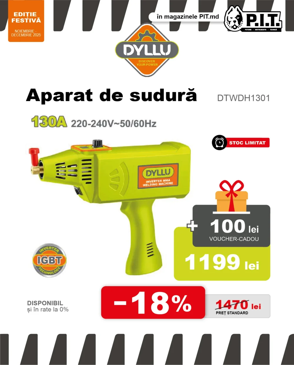 Aparat de sudură MMA 130A DYLLU DTWDH1301