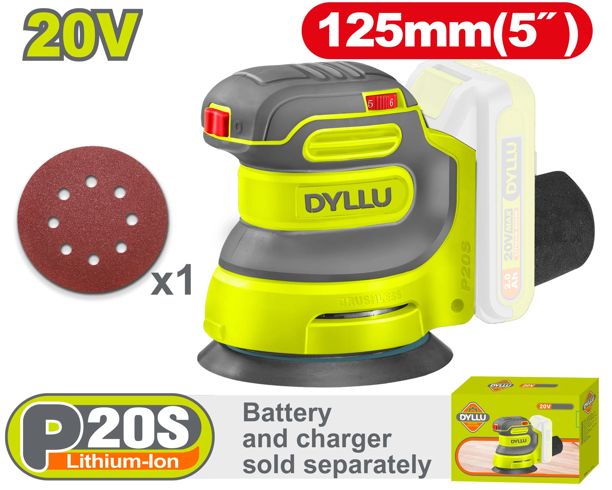 Mașină de șlefuit compatibilă cu acumulator 20V DYLLU DTRAP5030 Mașină de șlefuit compatibilă cu acumulator 20V DYLLU DTRAP5030