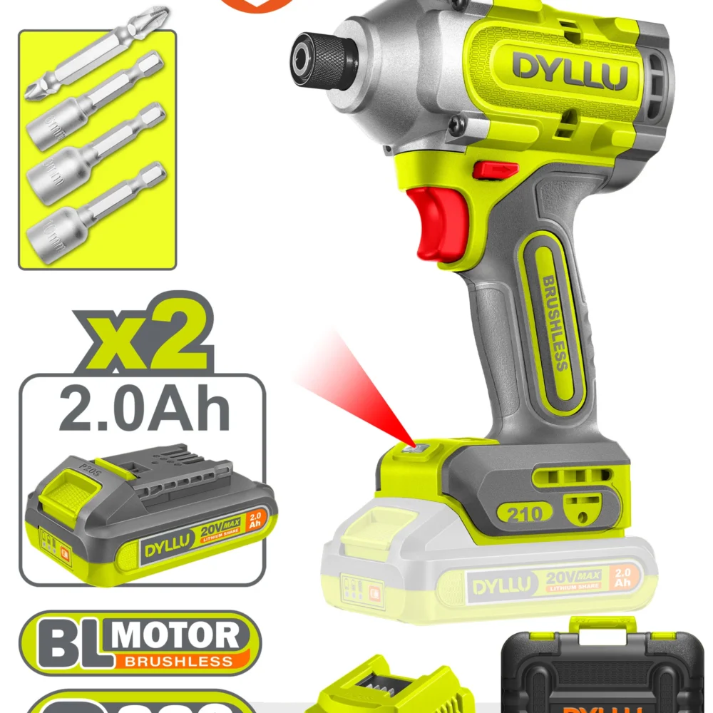 Masina de insurubat cu impact pe acumulator Li-Ion 20V/2*2.0Ah 210Nm DYLLU DTCD2B21