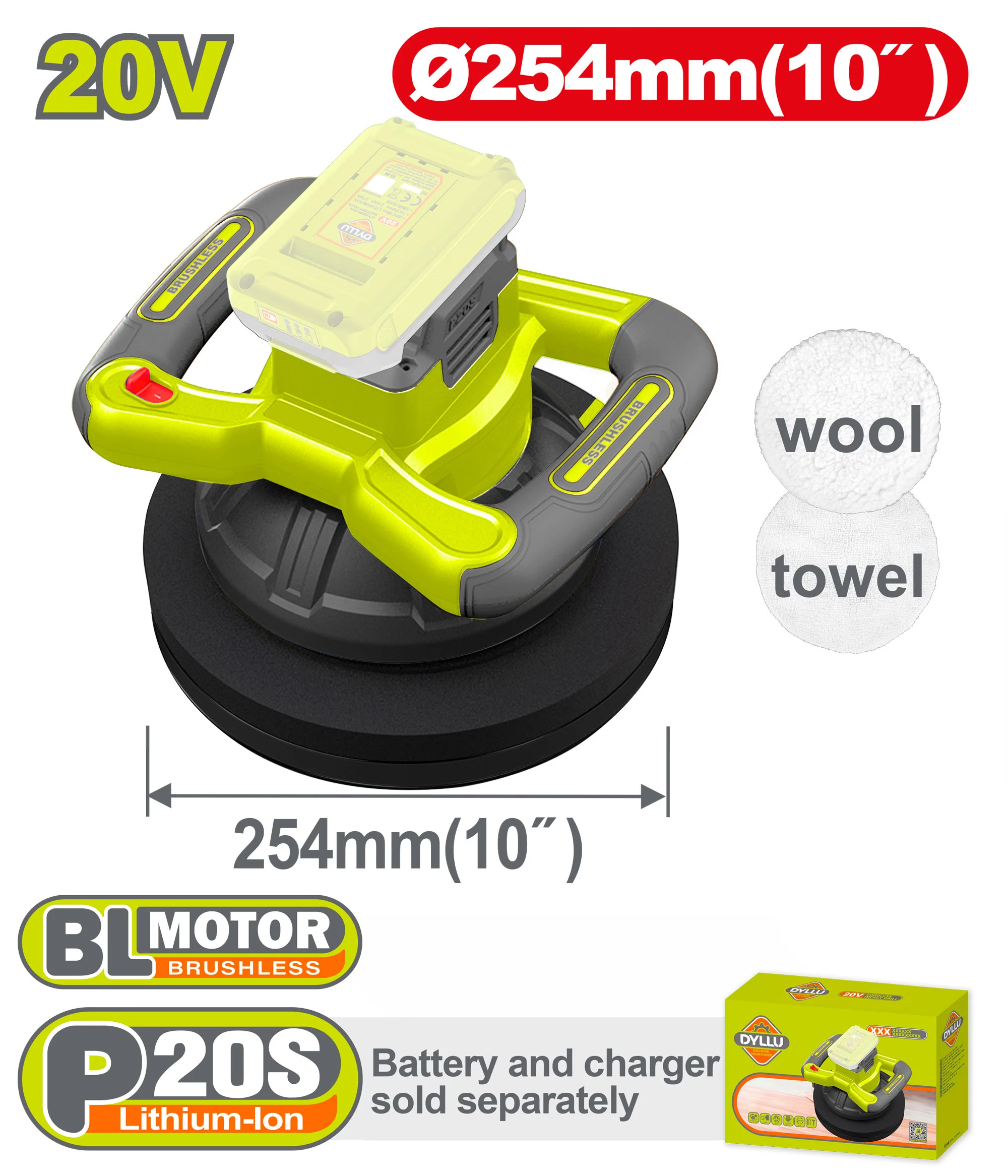 Mașină de șlefuit compatibilă cu acumulator 254mm DYLLU DTHL35254 Mașină de șlefuit compatibilă cu acumulator 254mm DYLLU DTHL35254