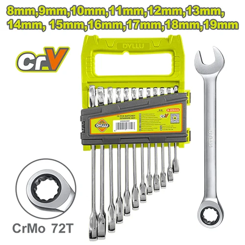 Set chei combinate cu clinchet  12 buc 8-19mm INGCO DYLLU DTSP4212