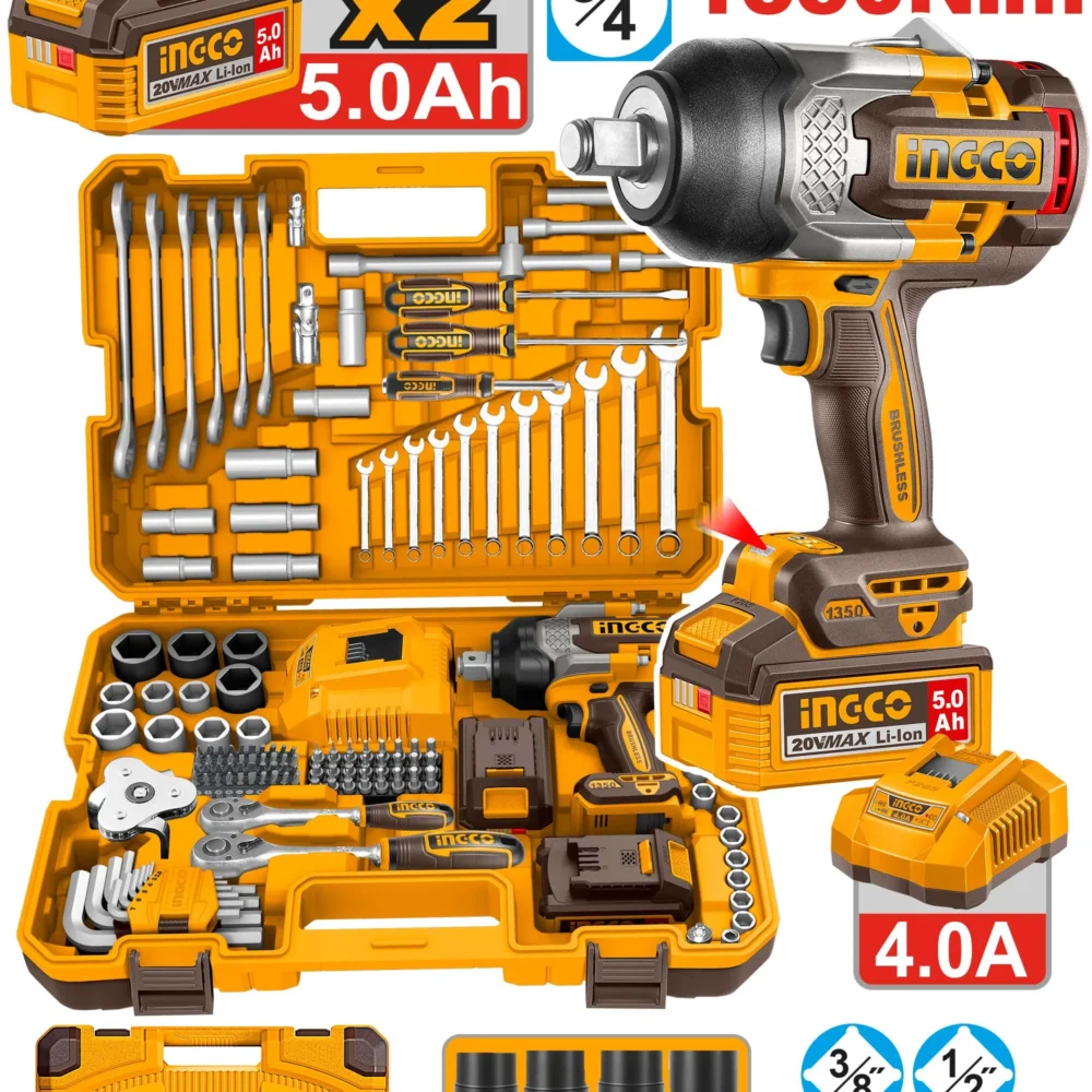 Set 138 buc instrumente cu CIWLI201351 cu acumulator 20V/2*5.0Ah INGCO HKTHP41383