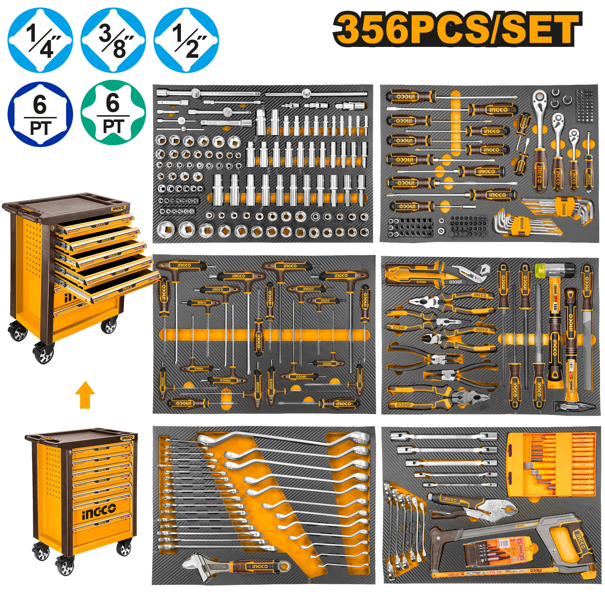 Набор инструментов 356 шт. INGCO HTCS273561 Set instrumente 356 buc. INGCO HTCS273561
