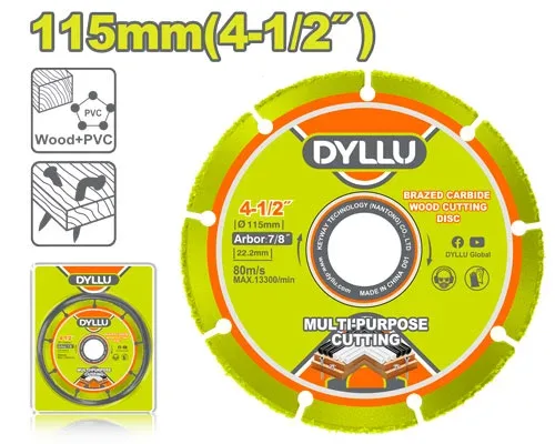 Disc pentru lemn cu carbură brazată 115mm DYLLU DTCD1K45