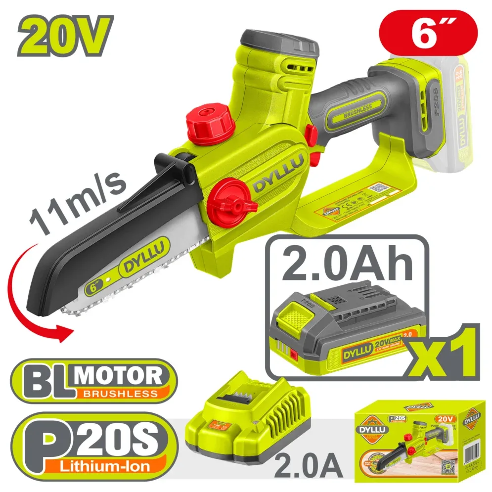 Mini ferestrau cu lant 6"(15cm) Li-Ion 20V/1*2Ah DYLLU DTCLP562