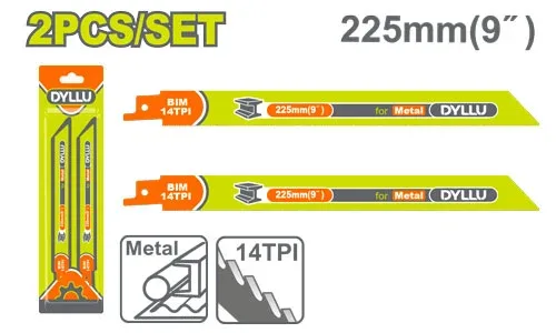 Set lamă pentru metal ferestrău alternativ 225mm 14TPI-BIM-Milled 2buc. DYLLU DTJT1122BF