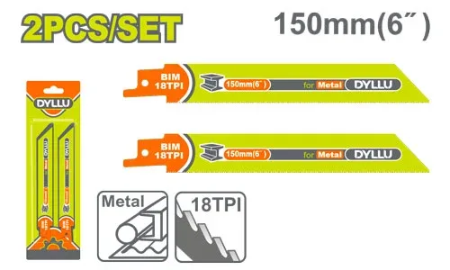 Set lamă pentru metal ferestrău alternativ 150mm 18TPI 2buc. DYLLU DTJT922EF
