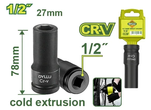 DTMS3227 Cap cheie tubulară 1/2" 27mm impact prelungit DYLLU DTMS3227 - imagine 1