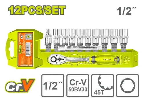 DTST2212 Set antrenor cu clichet 12buc. 1/2" DYLLU DTST2212 - imagine 1