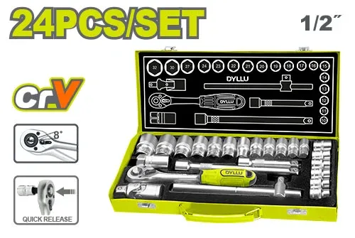 DTST2L24 Set cap cheie tubulara 1/2" 24 buc. DYLLU DTST2L24 - imagine 1