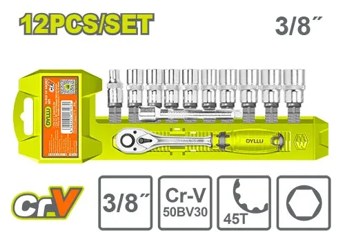 DTST3212 Set antrenor cu clichet 12buc. 3/8" DYLLU DTST3212 - imagine 1