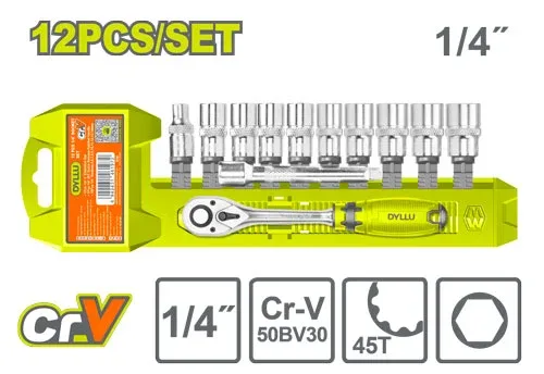 DTST4212 Set antrenor cu clichet 12buc. 1/4" DYLLU DTST4212 - imagine 1
