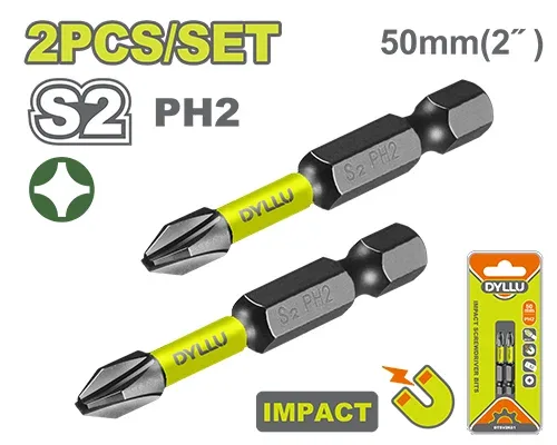 DTSV2K61 Set de biți impact PH2 2buc. 50mm DYLLU DTSV2K61 - imagine 1