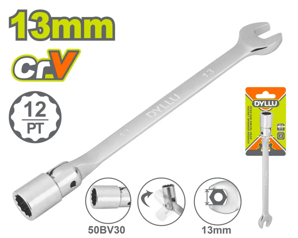 DTTH1E13 Cheie combinată cu cap cheie tubulară reglabilă 13mm DYLLU DTTH1E13 - imagine 1