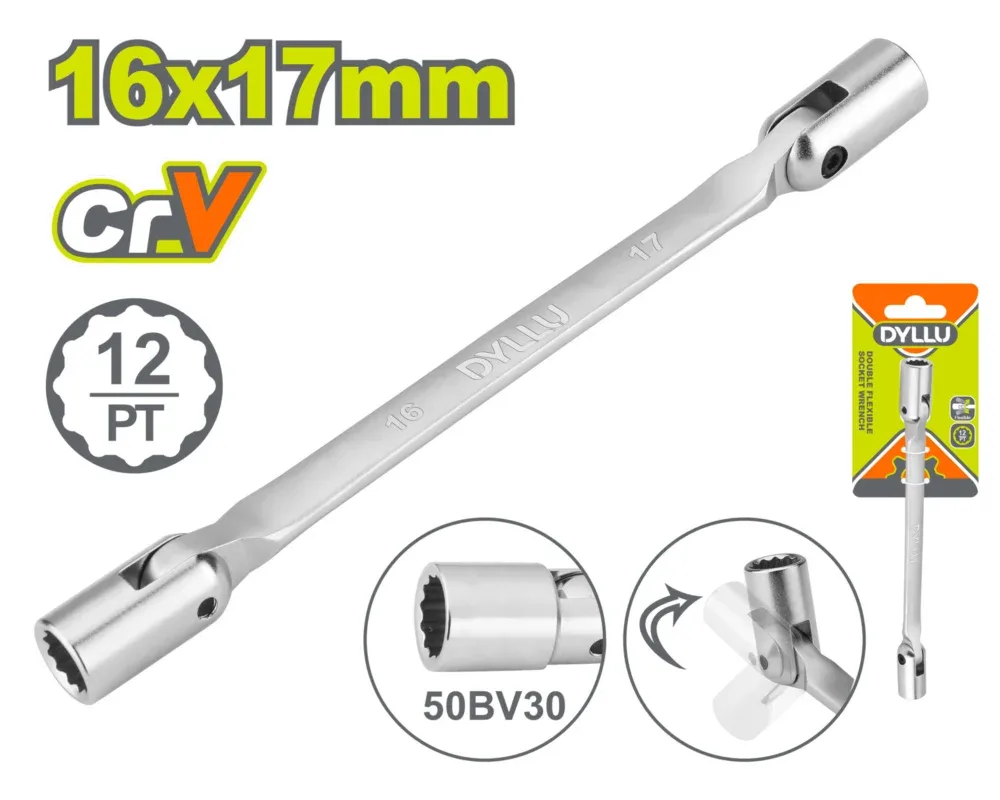 DTTH2E05 Cheie tubulară flexibilă dublă 16x17mm DYLLU DTTH2E05 - imagine 1