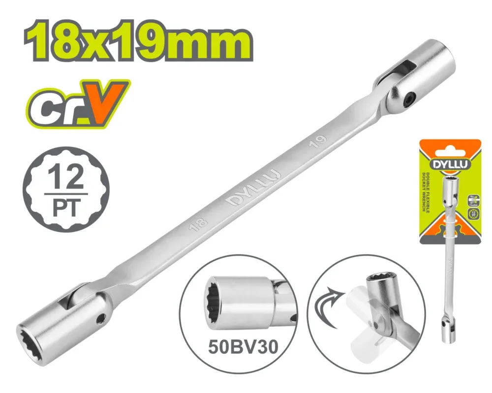 DTTH2E06 Cheie tubulară flexibilă dublă 18x19mm DYLLU DTTH2E06 - imagine 1