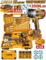 Set 138 buc instrumente cu CIWLI201351 cu acumulator 20V/2*5.0Ah INGCO HKTHP41383