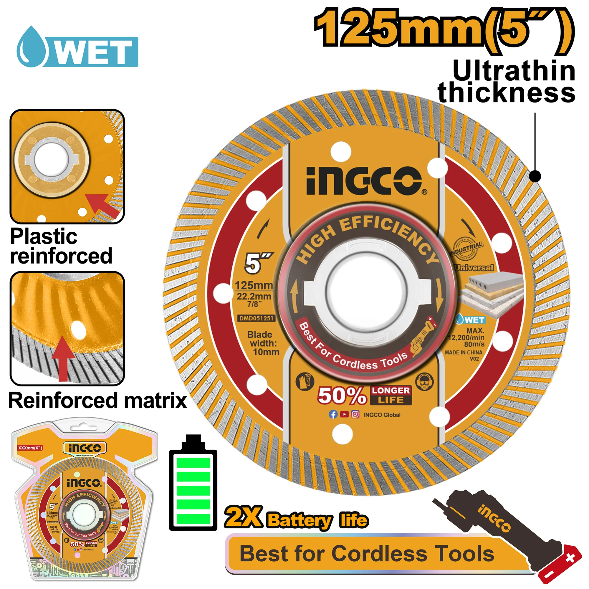 Disc diamant 125mm INGCO DMD051251 Disc diamant 125mm INGCO DMD051251