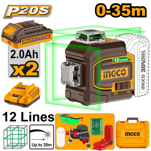 Nivela laser 0-35m  Verde INDUSTRIAL INGCO HLL3012165