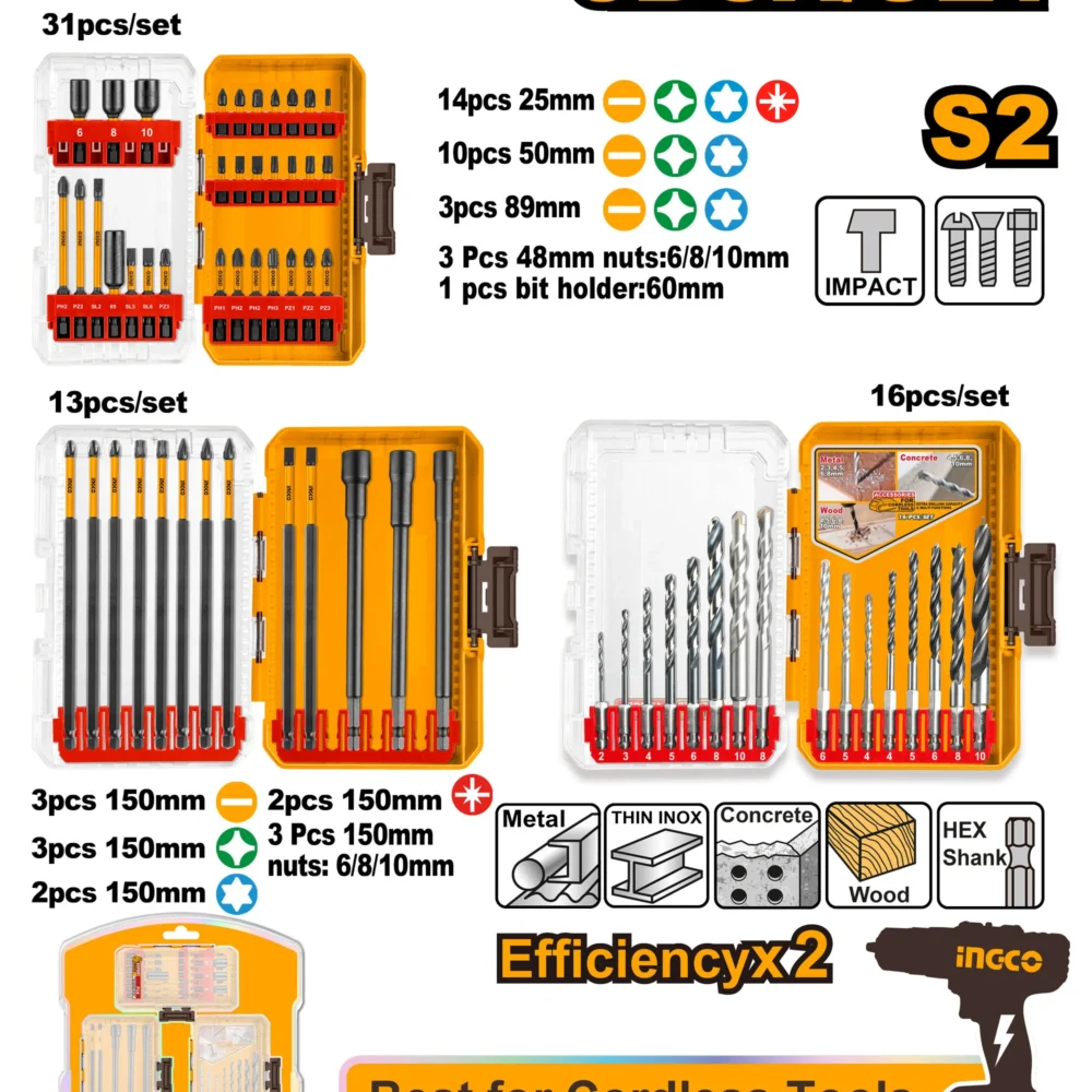Set cu duze si biti 3 cutii INGCO AKDL26008