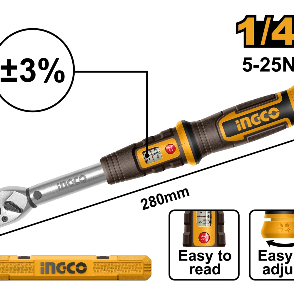 Cheie cu clichet cu dinamometru 1/4 INGCO HPTW1425N8