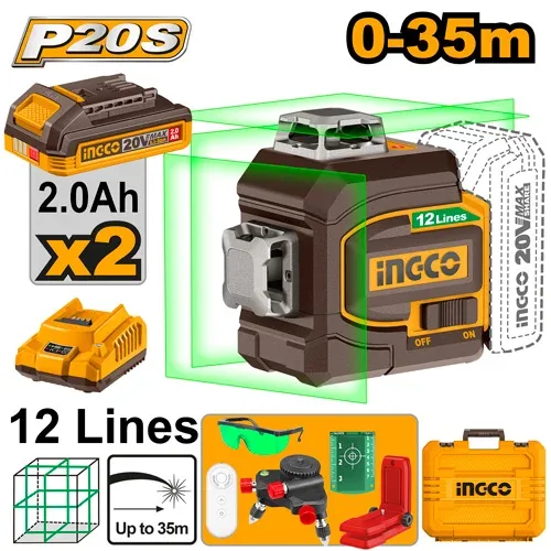 Nivela laser 0-35m  Verde INDUSTRIAL INGCO HLL3012165