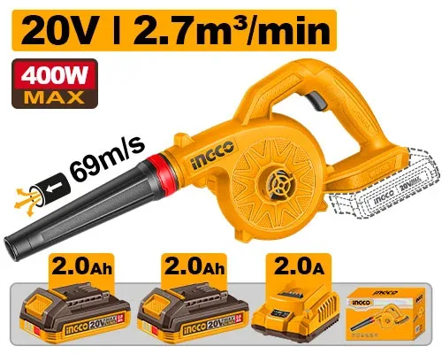 Suflanta frunze cu acumulator 20V/2*2.0Ah INGCO CABLI20782