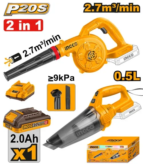 Set din 2 scule cu acumulator 20V/1*2.0Ah INGCO COSLI240998